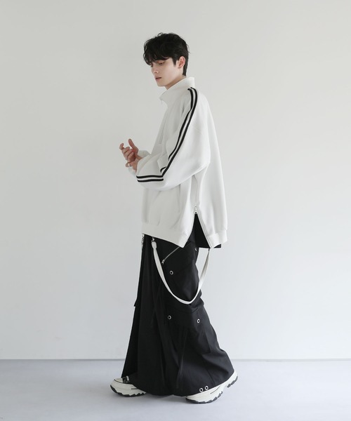 LILL(リル)の「ルーズシルエットコットンポンチドレープトラックハーフジップ長袖プルオーバー(スウェット・メンズ・ホワイト/ブラック/ブルーグレー・XL/L/M/S)」の12枚目の写真