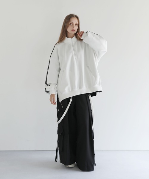 LILL(リル)の「ルーズシルエットコットンポンチドレープトラックハーフジップ長袖プルオーバー(スウェット・メンズ・ホワイト/ブラック/ブルーグレー・XL/L/M/S)」の20枚目の写真