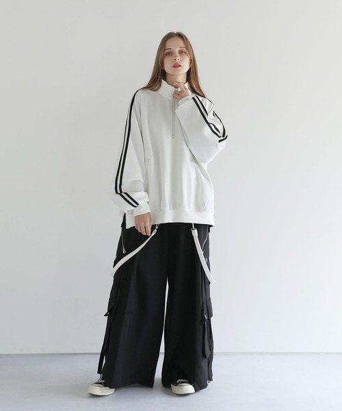 LILL(リル)の「ルーズシルエットコットンポンチドレープトラックハーフジップ長袖プルオーバー(スウェット・メンズ・ホワイト/ブラック/ブルーグレー・XL/L/M/S)」の22枚目の写真