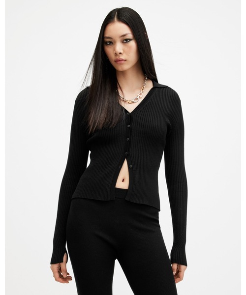 ALLSAINTS(オールセインツ)の「CRUZ RIBBED KNITTED WAISTCOAT | CRUZ リブ ニット ウエストコート(カーディガン/ボレロ・レディース・ブラック・M/S/L/XS)」の3枚目の写真
