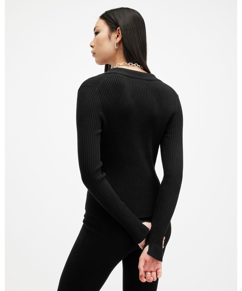 ALLSAINTS(オールセインツ)の「CRUZ RIBBED KNITTED WAISTCOAT | CRUZ リブ ニット ウエストコート(カーディガン/ボレロ・レディース・ブラック・M/S/L/XS)」の5枚目の写真