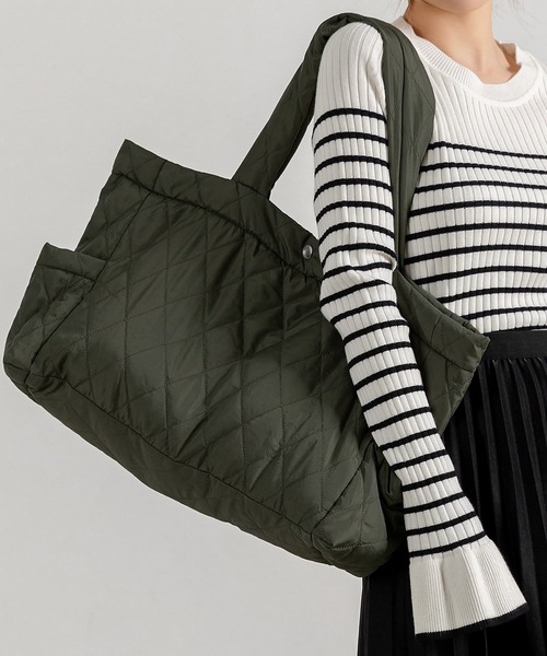 セール】【A4対応/大容量】肩掛けできるキルティングトートバッグ