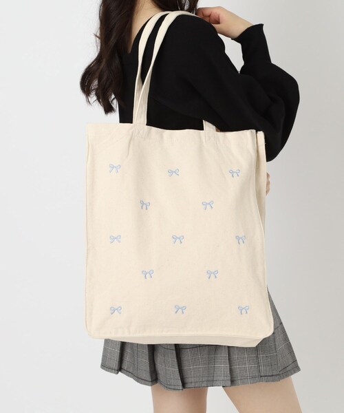 リボン刺繍キャンバストートバッグ（トートバッグ）｜Ober Tashe