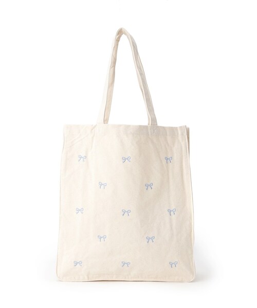 Ober Tashe(オーバータッシェ)の「リボン刺繍キャンバストートバッグ(トートバッグ・レディース・アイボリー/グレー/ブラック・FREE)」の5枚目の写真