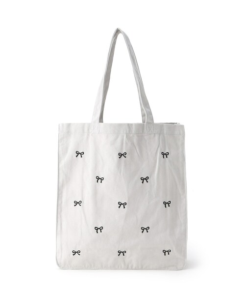 Ober Tashe(オーバータッシェ)の「リボン刺繍キャンバストートバッグ(トートバッグ・レディース・アイボリー/グレー/ブラック・FREE)」の6枚目の写真