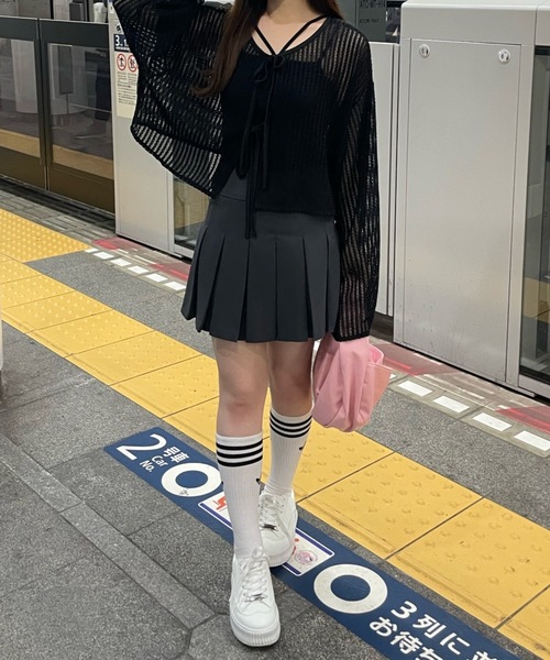 PURE BRIGHT（ピュアブライト）の「【RiLiコラボ】ボックスプリーツスカート（スカート・レディース・グレー/ベージュ・S/M）」の7枚目の写真