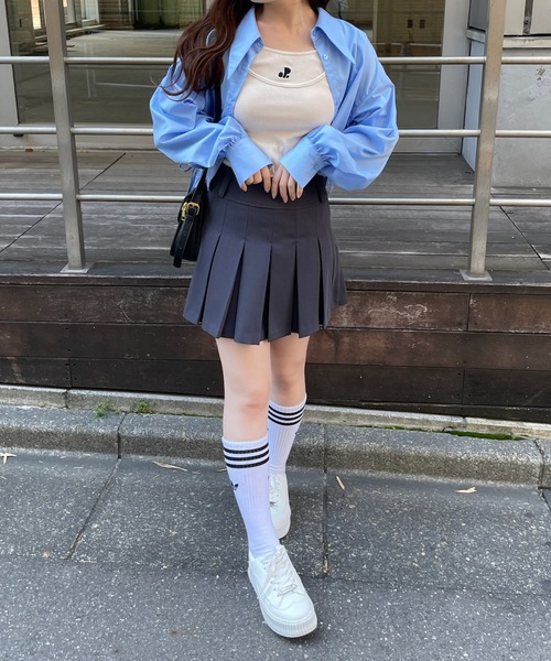 PURE BRIGHT（ピュアブライト）の「【RiLiコラボ】ボックスプリーツスカート（スカート・レディース・グレー/ベージュ・S/M）」の9枚目の写真