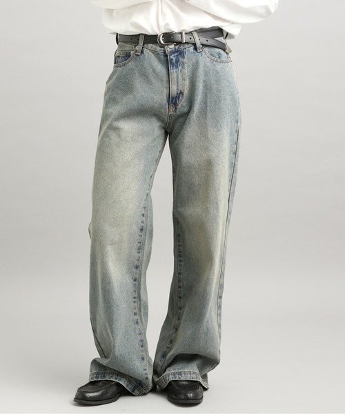 LURAKU】Semi-flared washed denim - セミフレアウォッシュデニム 
