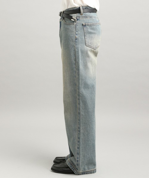 LURAKU】Semi-flared washed denim - セミフレアウォッシュデニム