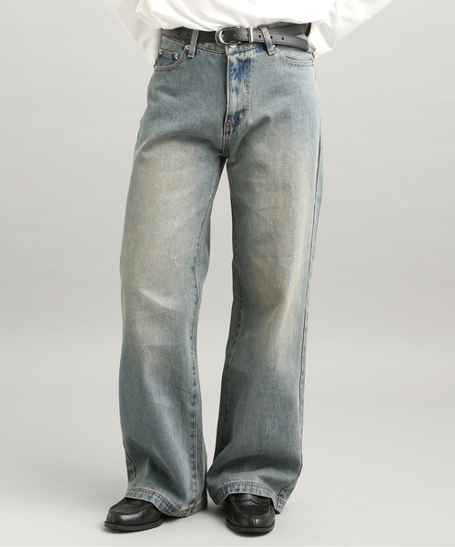 LURAKUSemiflaredwasheddenimセミフレアウォッシュデニム LURAKU】Semi-flared washed denim - セミフレアウォッシュデニム