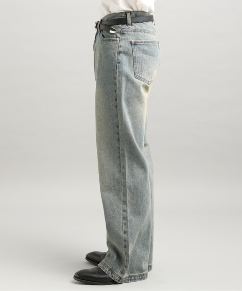 LURAKU】Semi-flared washed denim - セミフレアウォッシュデニム