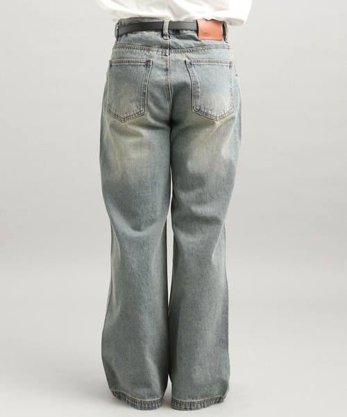 LURAKU】Semi-flared washed denim - セミフレアウォッシュデニム