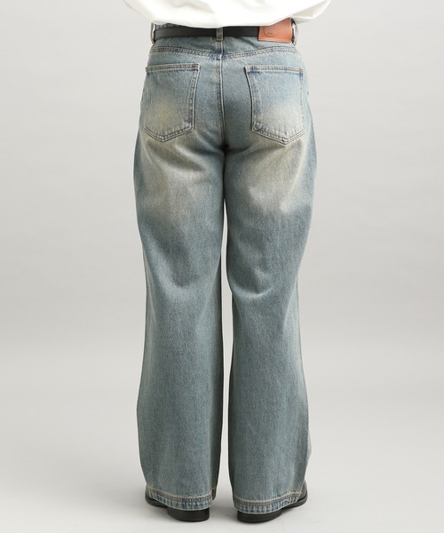 LURAKU】Semi-flared washed denim - セミフレアウォッシュデニム