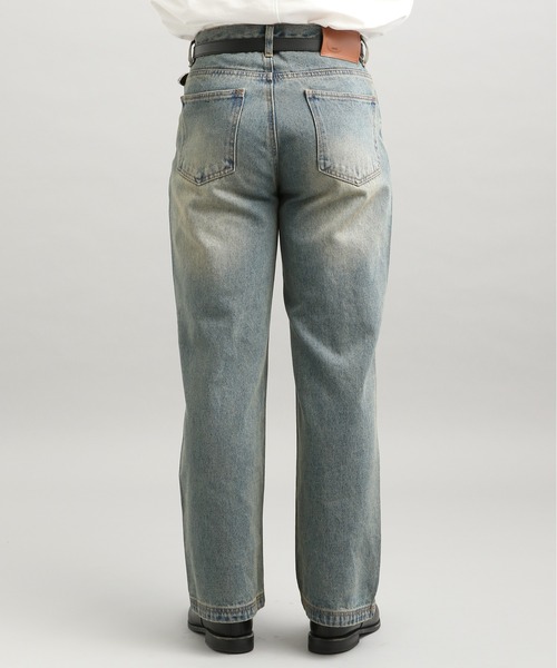 LURAKU】Semi-flared washed denim - セミフレアウォッシュデニム