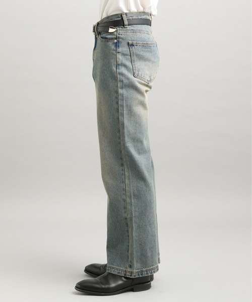 LURAKU】Semi-flared washed denim - セミフレアウォッシュデニム