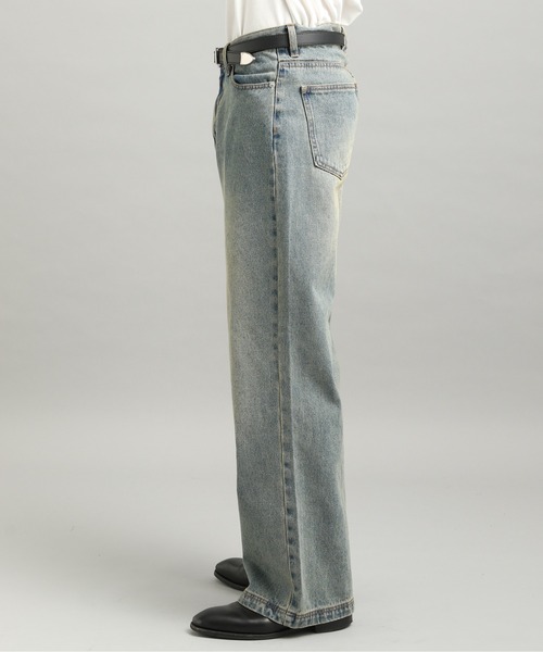 LURAKU】Semi-flared washed denim - セミフレアウォッシュデニム
