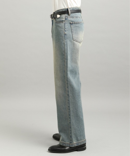LURAKU】Semi-flared washed denim - セミフレアウォッシュデニム
