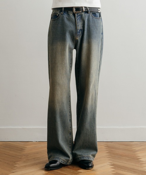 LURAKUSemiflaredwasheddenimセミフレアウォッシュデニム LURAKU】Semi-flared washed denim - セミフレアウォッシュデニム