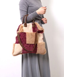 COOCO（クーコ）の「ｐａｐｐｙ　エコファーパッチワーク２ＷＡＹスクエアバッグ／Ａ４対応（エコバッグ/サブバッグ）」