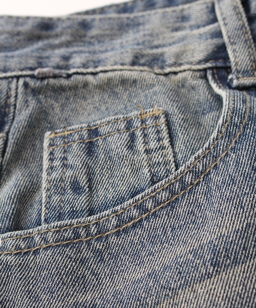 超美品SLY今期25SS完売デニムハーフパンツS THROW RIPPED HALF DENIM PT/BE リップド ハーフ デニム パンツ