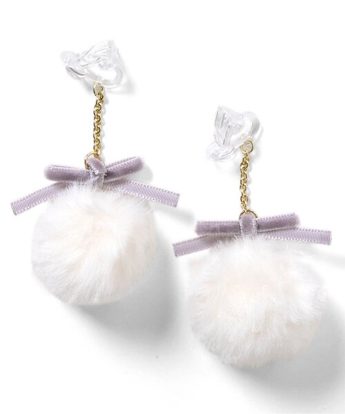 apres les cours(アプレレクール)の「リボンファーイヤリング(イヤリング・キッズ・ピンク/アイボリー・FREE)」の7枚目の写真