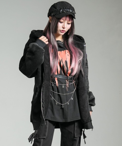 Diable baiser（ディアブルベーゼ）の「モコモコボアフードブルゾンコート（ブルゾン・レディース・ブラック/ベージュ・SMALL/MEDIUM/LARGE/LL/3L）」の6枚目の写真