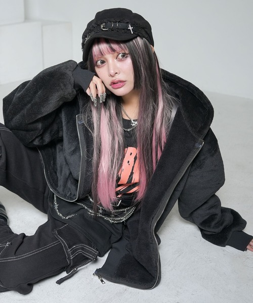 Diable baiser（ディアブルベーゼ）の「モコモコボアフードブルゾンコート（ブルゾン・レディース・ブラック/ベージュ・SMALL/MEDIUM/LARGE/LL/3L）」の8枚目の写真