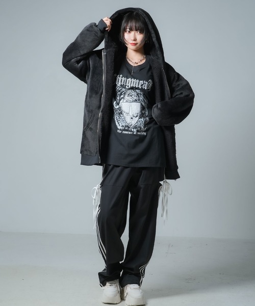 Diable baiser（ディアブルベーゼ）の「モコモコボアフードブルゾンコート（ブルゾン・レディース・ブラック/ベージュ・SMALL/MEDIUM/LARGE/LL/3L）」の12枚目の写真