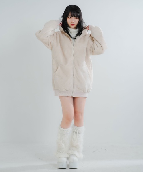 Diable baiser（ディアブルベーゼ）の「モコモコボアフードブルゾンコート（ブルゾン・レディース・ブラック/ベージュ・SMALL/MEDIUM/LARGE/LL/3L）」の18枚目の写真