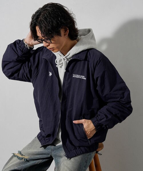 USPA ネイビー ジップアップジャケット2L セール】U.S. POLO ASSN./ユーエスポロアッスン 別注 ナイロン