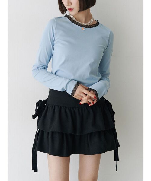 jouetie（ジュエティ）の「BIGリボンティアードミニスカパン（スカート・レディース・ピンク/ブラック/グレー・MEDIUM）」の6枚目の写真