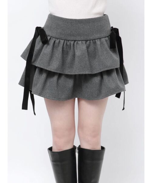 jouetie（ジュエティ）の「BIGリボンティアードミニスカパン（スカート・レディース・ピンク/ブラック/グレー・MEDIUM）」の13枚目の写真