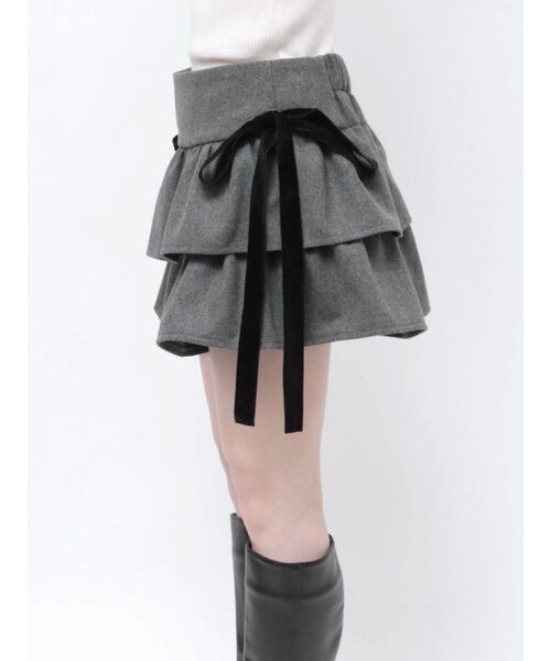jouetie（ジュエティ）の「BIGリボンティアードミニスカパン（スカート・レディース・ピンク/ブラック/グレー・MEDIUM）」の14枚目の写真