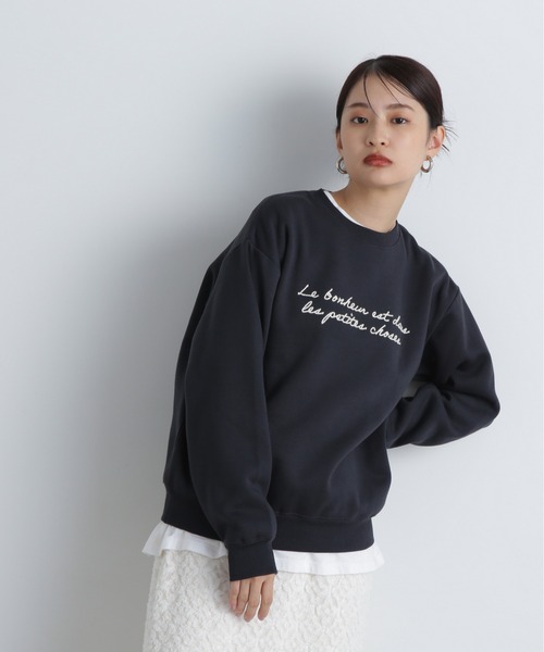 N.（N. Natural Beauty Basic）（エヌエヌナチュラルビューティーベーシック）の「◆ハンドライティング刺繍スウェット（スウェット・レディース・オフホワイト/スミクロ/イエロー・MEDIUM）」の11枚目の写真