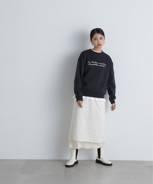 N.（N. Natural Beauty Basic）（エヌエヌナチュラルビューティーベーシック）の「◆ハンドライティング刺繍スウェット（スウェット・レディース・オフホワイト/スミクロ/イエロー・MEDIUM）」の13枚目の写真