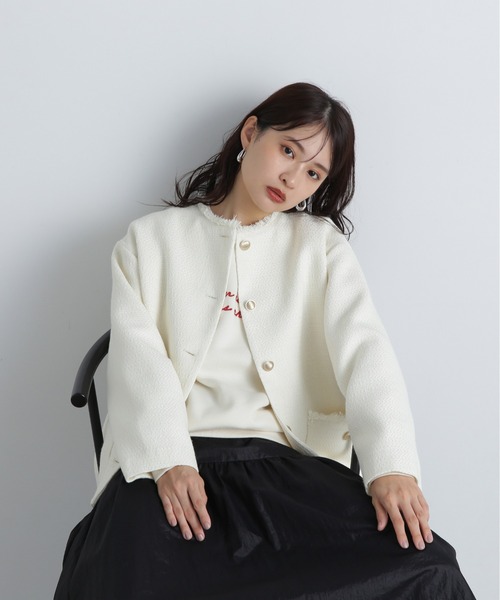 N.（N. Natural Beauty Basic）（エヌエヌナチュラルビューティーベーシック）の「◆ハンドライティング刺繍スウェット（スウェット・レディース・オフホワイト/スミクロ/イエロー・MEDIUM）」の10枚目の写真