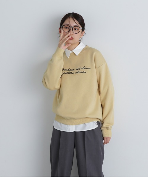 N.（N. Natural Beauty Basic）（エヌエヌナチュラルビューティーベーシック）の「◆ハンドライティング刺繍スウェット（スウェット・レディース・オフホワイト/スミクロ/イエロー・MEDIUM）」の18枚目の写真