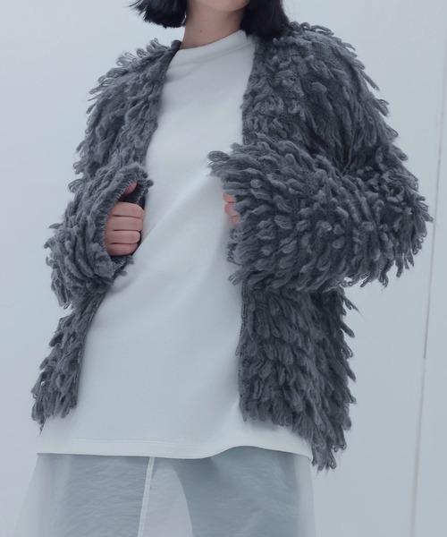 venit(ヴェニット)の「VENIT / fringe mohair pull(フリンジモヘアプルオーバー)(カーディガン/ボレロ・レディース・グレー・38)」の2枚目の写真