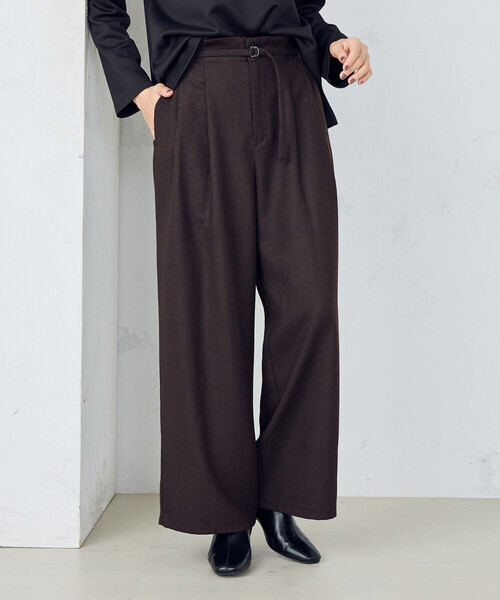 COMME CA ISM（コムサイズム）の「ツイード ナローベルト ハイウエストワイドパンツ（その他パンツ・レディース・チェック/ダークブラウン・MEDIUM/LARGE）」の4枚目の写真