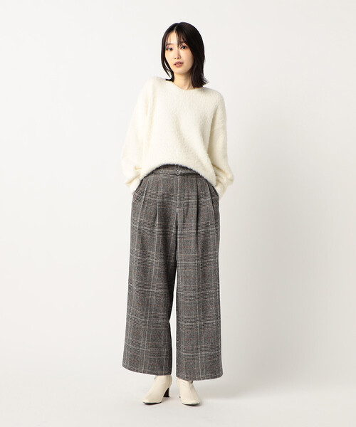 COMME CA ISM（コムサイズム）の「ツイード ナローベルト ハイウエストワイドパンツ（その他パンツ・レディース・チェック/ダークブラウン・MEDIUM/LARGE）」の5枚目の写真