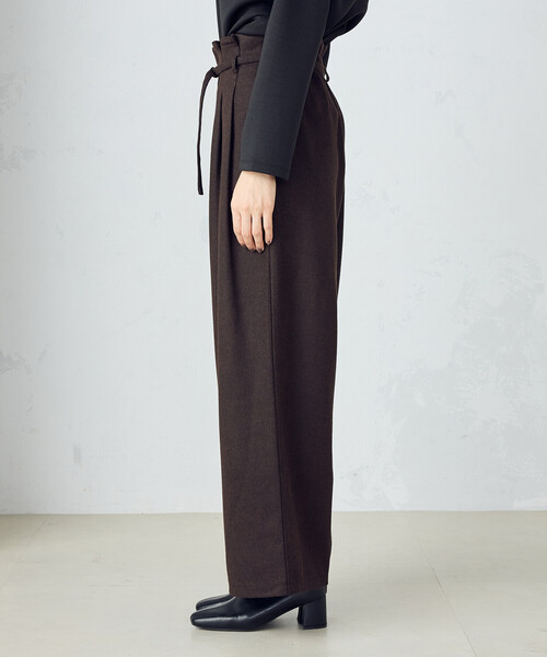 COMME CA ISM（コムサイズム）の「ツイード ナローベルト ハイウエストワイドパンツ（その他パンツ・レディース・チェック/ダークブラウン・MEDIUM/LARGE）」の9枚目の写真