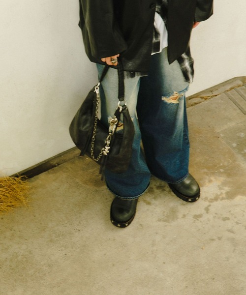 SENSE OF PLACE by URBAN RESEARCH（センスオブプレイスバイアーバンリサーチ）の「フェイクレザーヴィンテージハンドバッグ（ハンドバッグ・メンズ・ブラック/レッド・ONE）」の8枚目の写真