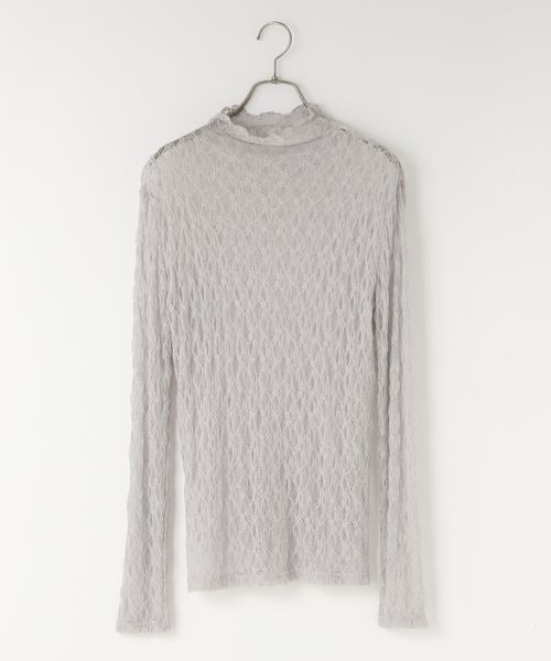 LOWRYS FARM(ローリーズファーム)の「フラワーレースハイネックプルオーバーLS 250004(Tシャツ/カットソー・レディース・オフホワイト/グレー/ブラック・FREE)」の1枚目の写真
