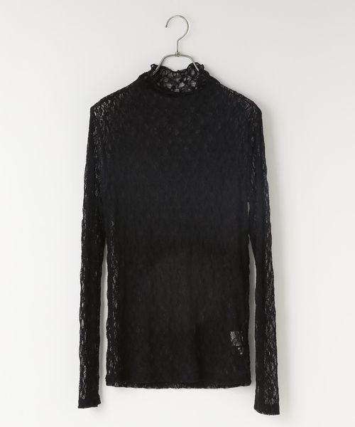 LOWRYS FARM(ローリーズファーム)の「フラワーレースハイネックプルオーバーLS 250004(Tシャツ/カットソー・レディース・オフホワイト/グレー/ブラック・FREE)」の3枚目の写真