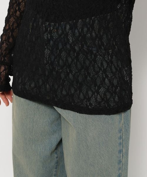 LOWRYS FARM(ローリーズファーム)の「フラワーレースハイネックプルオーバーLS 250004(Tシャツ/カットソー・レディース・オフホワイト/グレー/ブラック・FREE)」の10枚目の写真