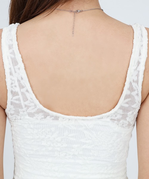 SUWDEE（スーディー）の「lace sleeveless long length tops（ベスト・レディース・ホワイト・FREE）」の9枚目の写真