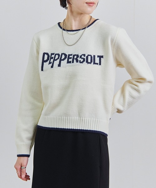 Fizz/フィズ】 フロント英字ロゴジャガード配色ニット（ニット