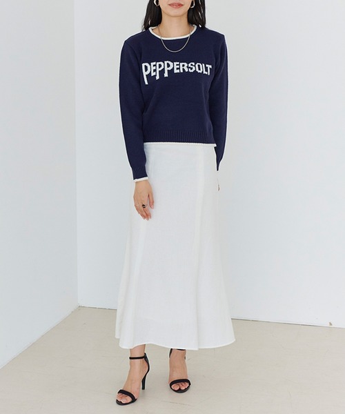 セール】【Fizz/フィズ】 フロント英字ロゴジャガード配色ニット