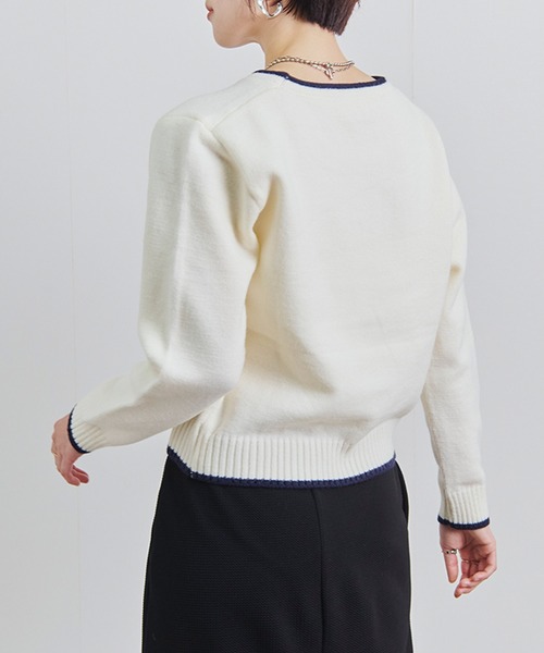 セール】【Fizz/フィズ】 フロント英字ロゴジャガード配色ニット