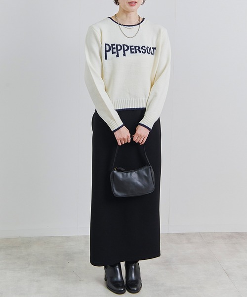 セール】【Fizz/フィズ】 フロント英字ロゴジャガード配色ニット